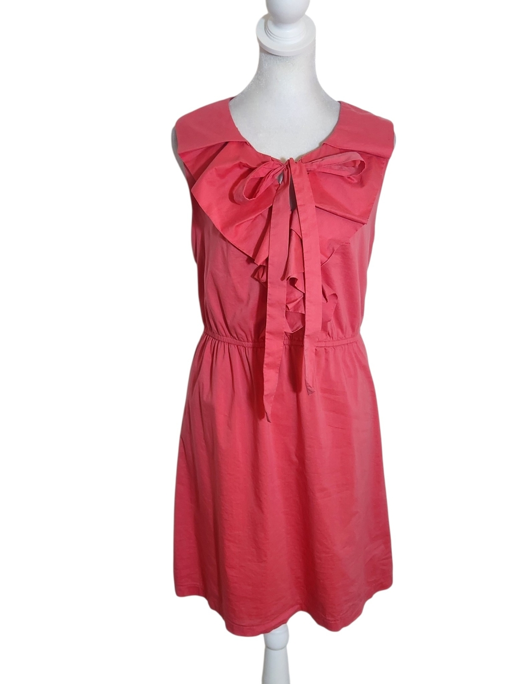 C. Luce Coral Pink Sleeveless Mini Dress with Ruffle and Tie Detail Size Large